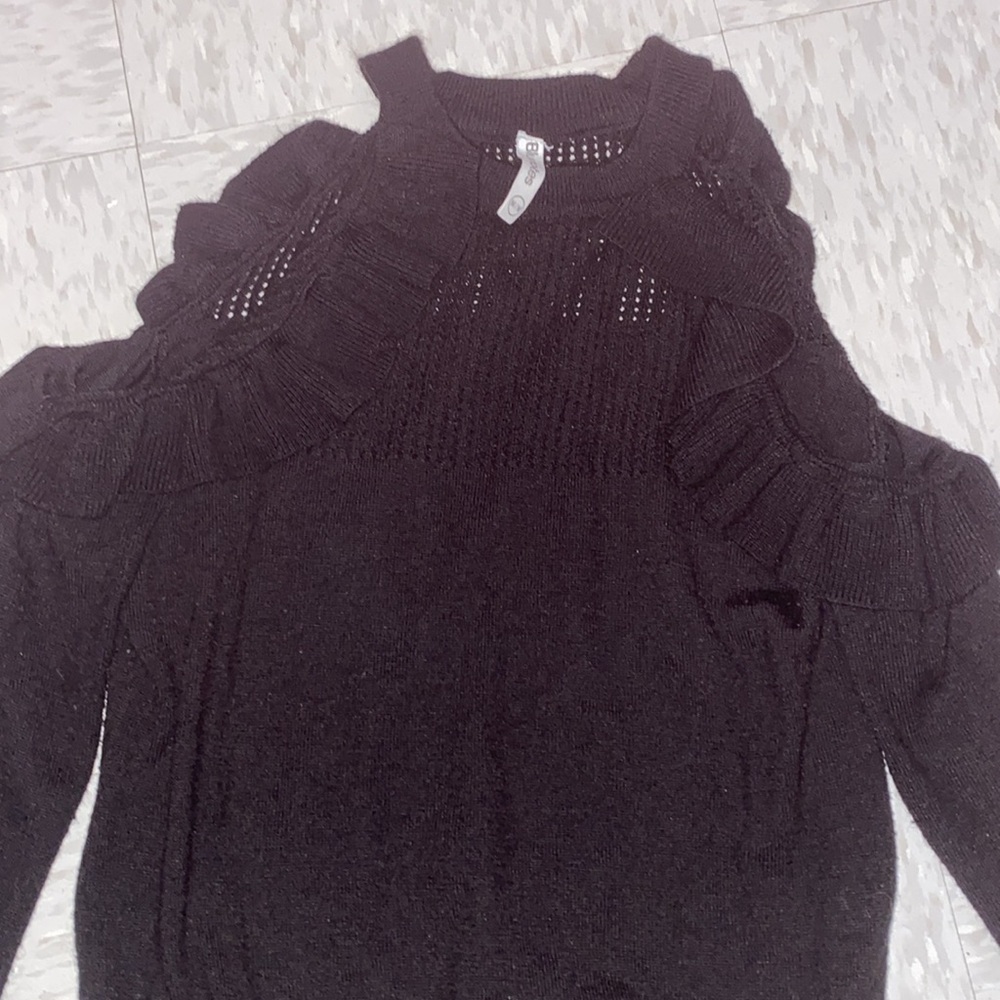 Blue Notes Cut Out Shoulder Flutter Sleeve Sweater - Picture 3 of 4